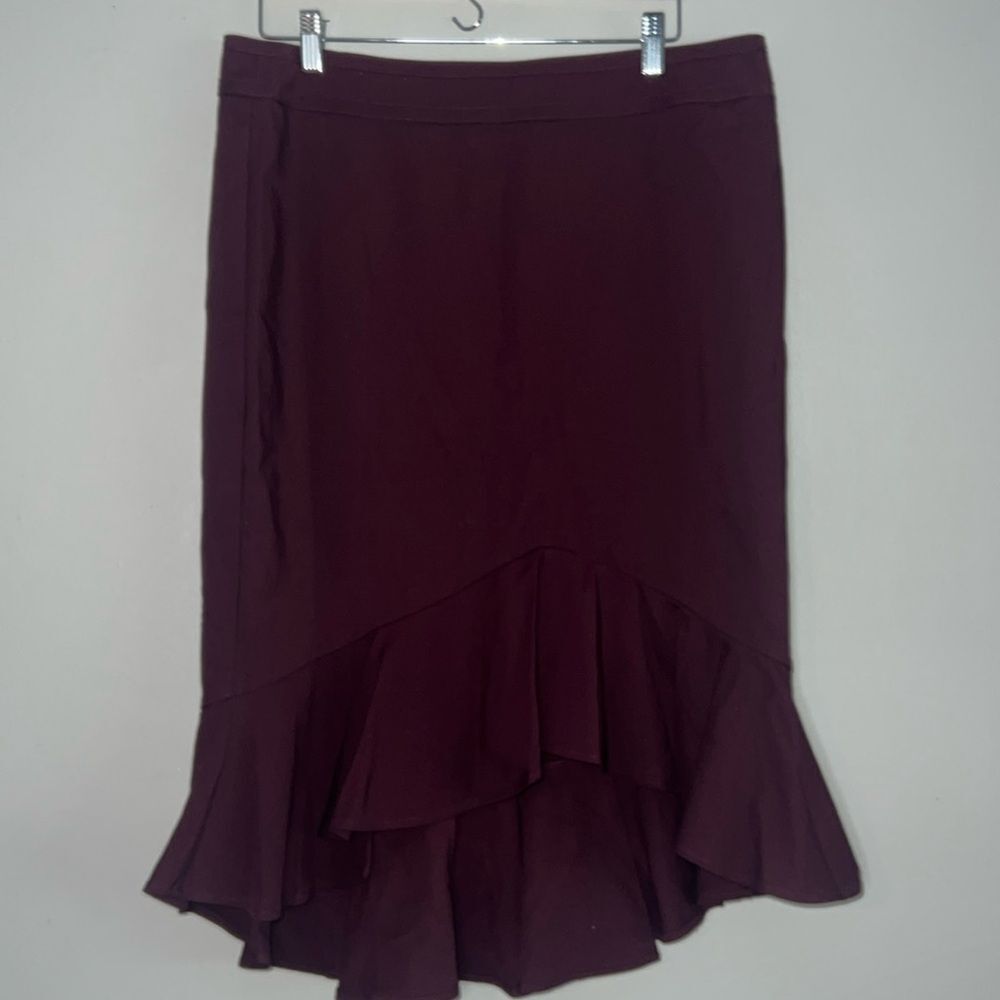 New York & Company Burgundy Midi Skirt